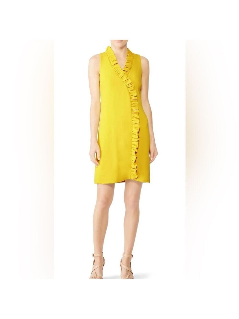 Trina Turk Yellow Relaxation Ruffled Shift Dress Size 0